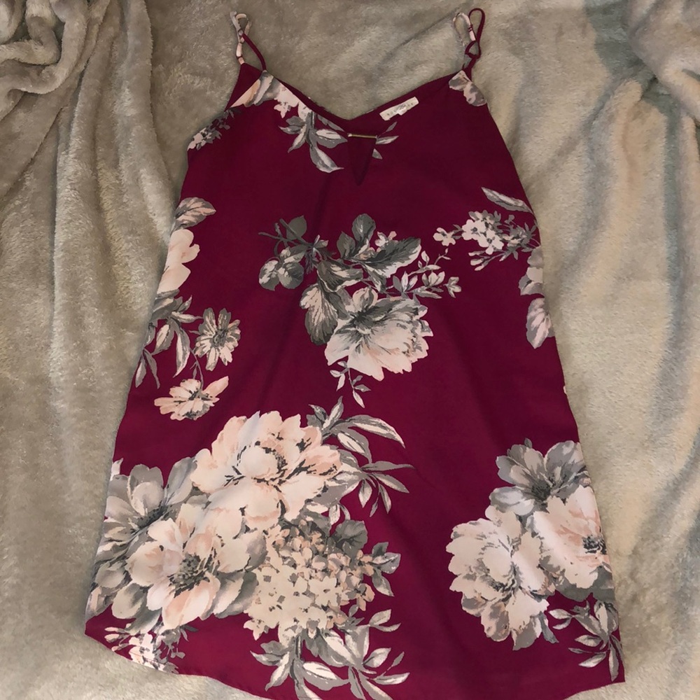 Floral shift dress with adjustable straps
